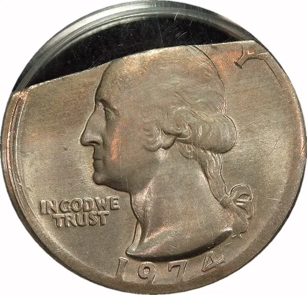 Washington 25¢, 2003, 20% straight clip on Type 1 Planchet, 25¢, MS65 , PCGS