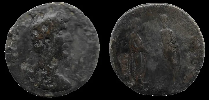 LUSIUS VERUS 161-169 AD ( AD 161) AE 32.1mm 18.34gm Sestertius.  Marcus Aurelius & Lucius Verus . Rome mint