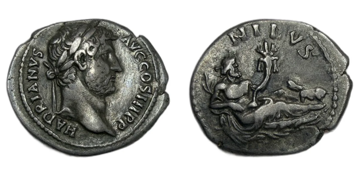 Hadrian Denarius w Nilus Denarius Ex Salton Collection