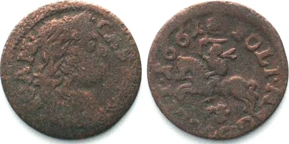 1661 LITHUANIA Shilling (Szelag) 1661 JOHANN II CASIMIR copper VF/aVF VF/VF-