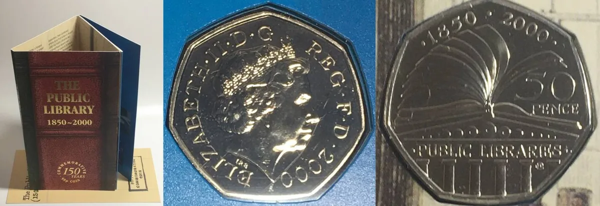 2000 GREAT BRITAIN 50 Pence 2000 PUBLIC LIBRARY Cu-Ni BU in folder BU