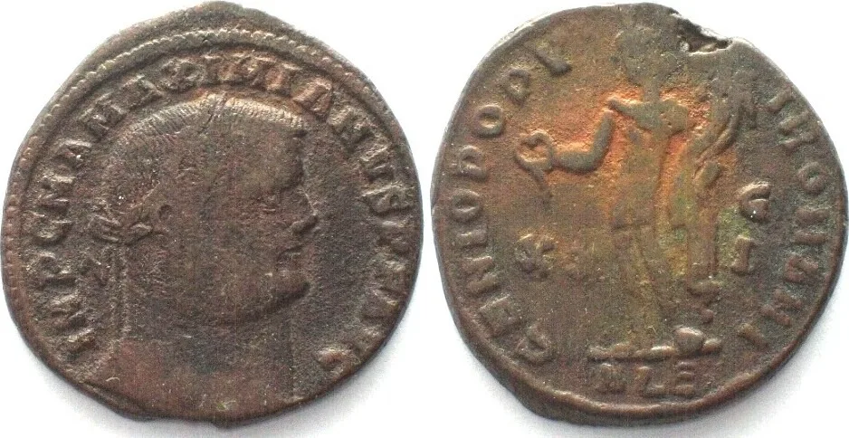 286-305 MAXIMIANUS HERCULIUS (286-305). AE Follis, GENIO POPVLI ROMANI, Alexandria mint VF+