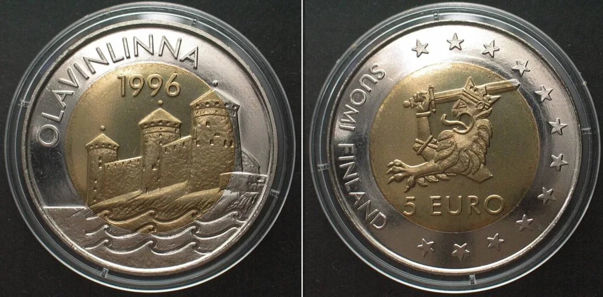 1996 FINLAND 5 Euro 1996 OLAVINLINNA bi-metallic BU