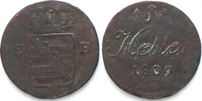 1809 German SAXE-HILDBURGHAUSEN 1 Heller 1809, FRIEDRICH I, copper VF