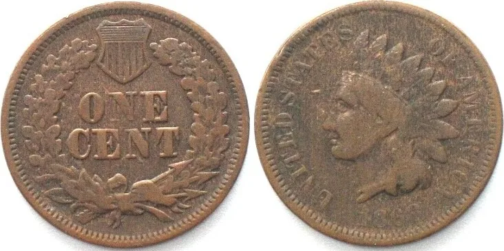 1868 USA Indian Head Small Cent 1868, key date! F+/VF