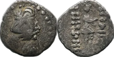Kushan Empire: Heraios (Kujula Kadphises), AR obol REPAIRED! 0.48g