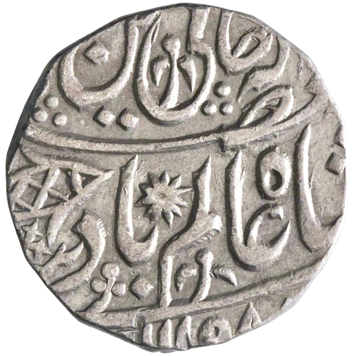 Bengal Presidency (British India): silver rupee (11.21g), Muhammadabad Benares mint, AH 1198, RY 26. In name of Mughal emperor Shah Alam II.