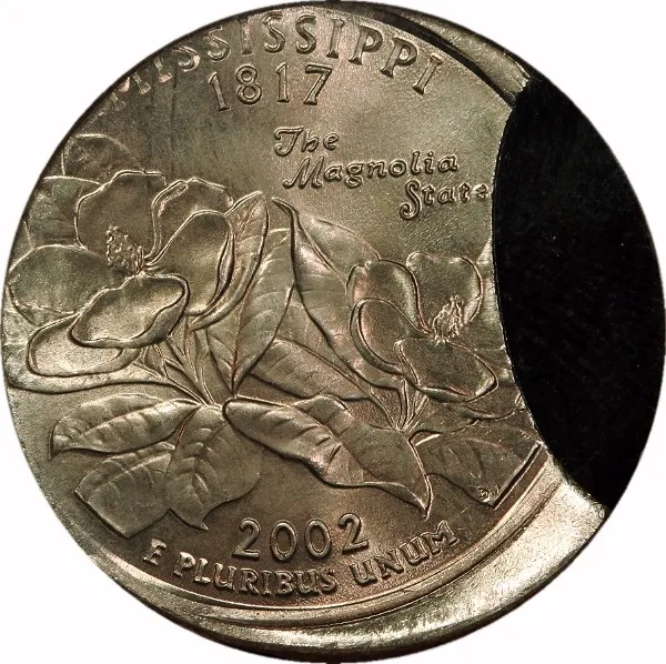 Washington 25¢, 2002, Off Center on Clipped Planchet, 25¢, MS64 , ANACS