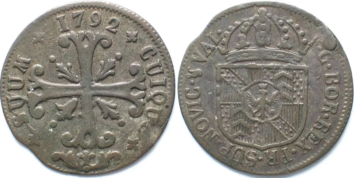 1792 Swiss NEUCHATEL 1/2 Batzen 1792 FRIEDRICH WILHELM II of PRUSSIA billon VF