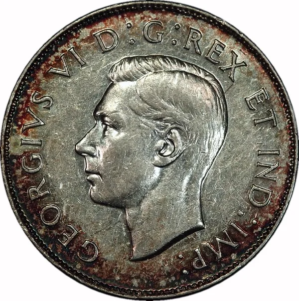 Canada, Curved 7, 1947, 50 Cents, AU