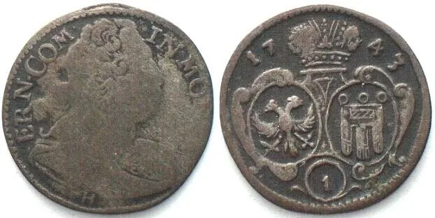 1743 German MONTFORT. Kreuzer 1743 ERNST MAX JOSEPH billon F/VF