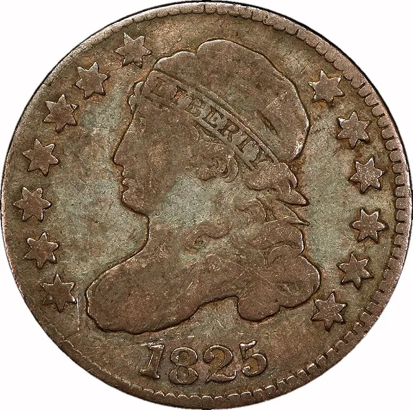 Capped Bust 10¢, 1825, 10¢, F12