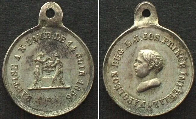 1856 BAPTISM of NAPOLEON IV, Medal 1856, silver, 16mm UNC-