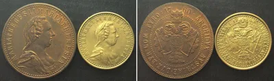 1760 Maria Theresa Thaler 1760, 2 brass imitations, 30 & 40mm, 20th cent. UNC