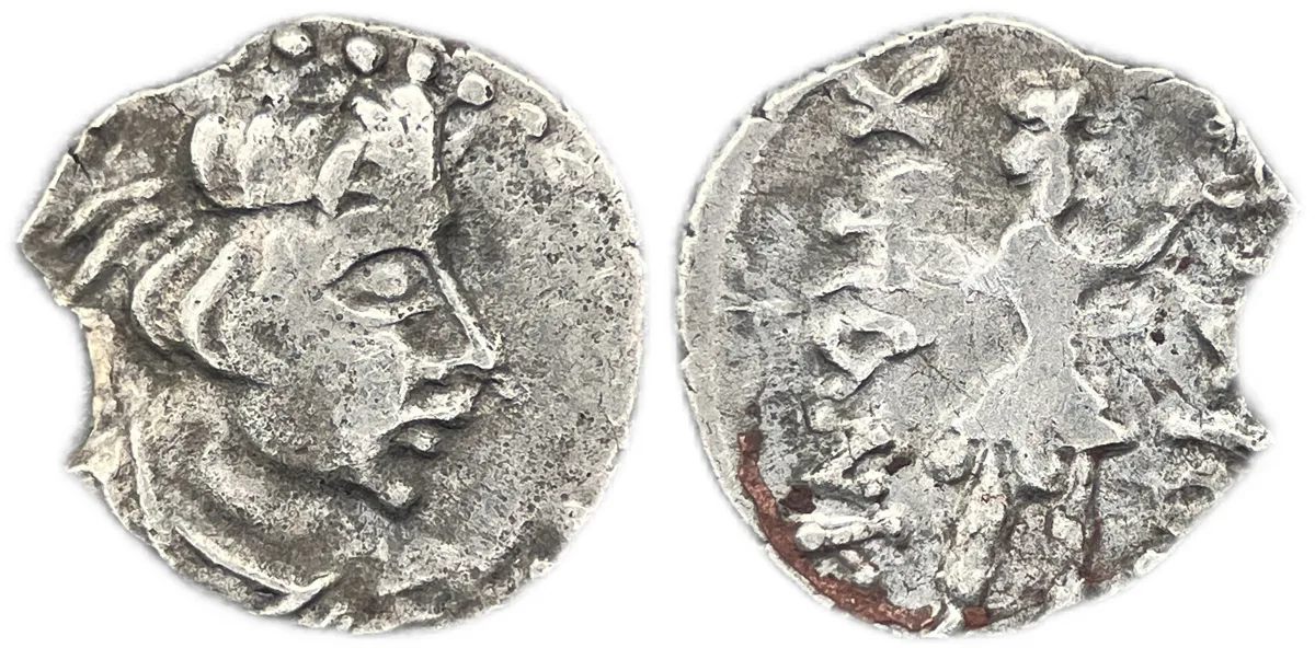 Kushan Empire: Heraios (Kujula Kadphises), ca. 1-30 AD, AR obol 0.55g