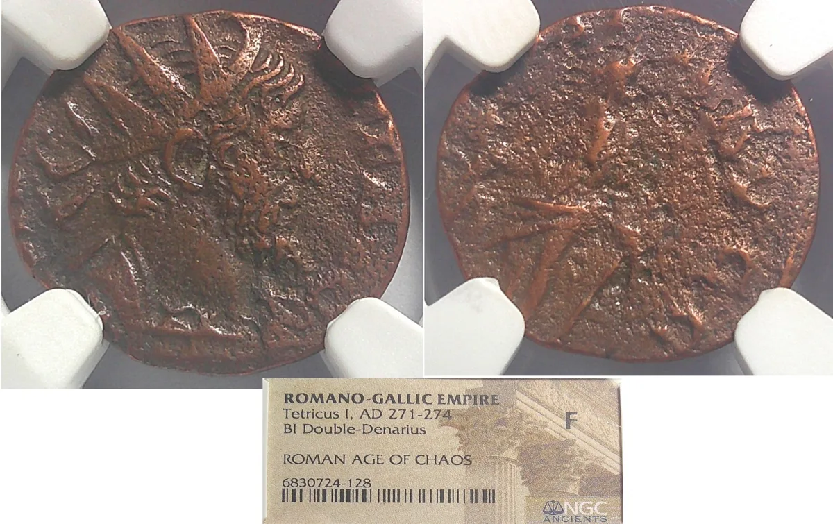 ROMANO-GALLIC-EMPIRE Tetricus I AD 271-274 Bi Double-Denarius NGC F