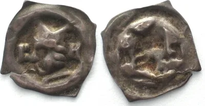1335-1365 BISHOPRIC BASEL. Pfennig, Johann II Senn von Muensingen (1335-1365), silver, VF+