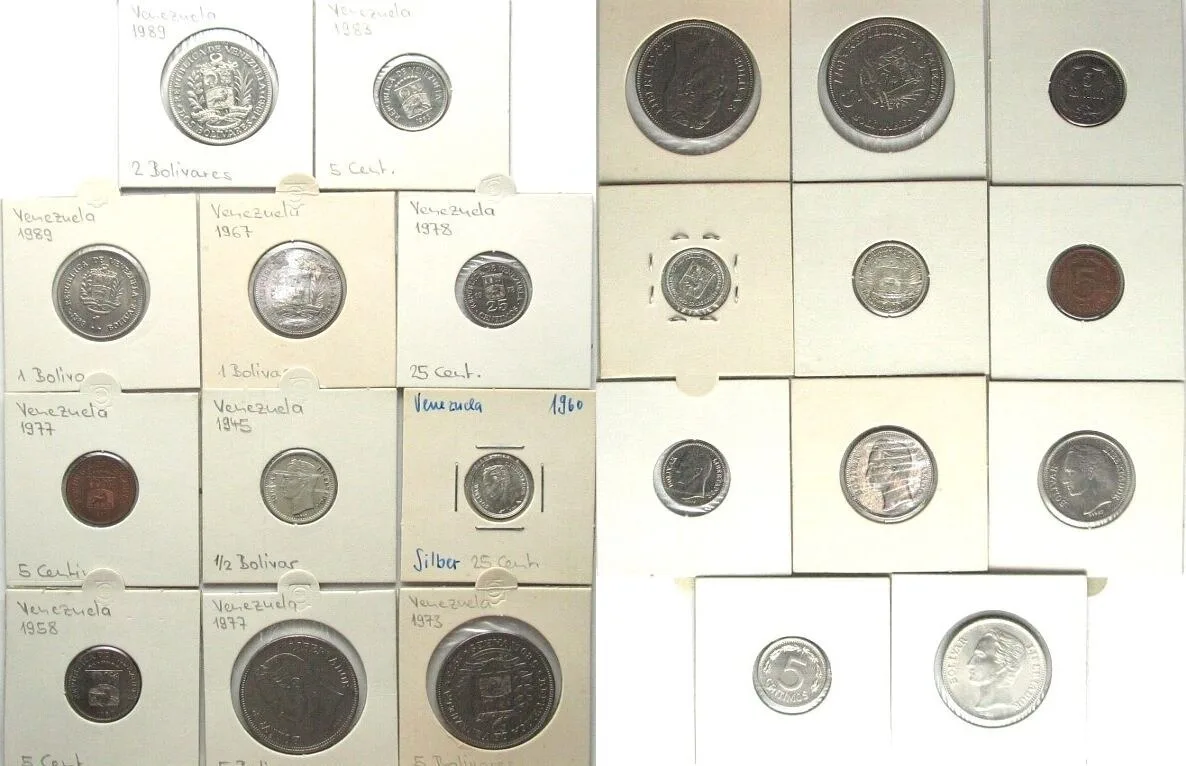 1945-1989 VENEZUELA Collection of 11 coins 1945-1989, mostly in top condition! with silver