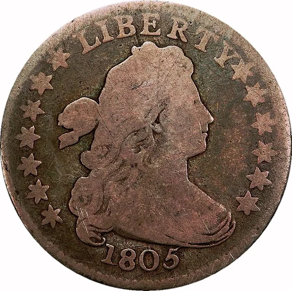 Draped Bust 10¢, 1805, 4 Berries, 10¢, AG , CACG, AG3