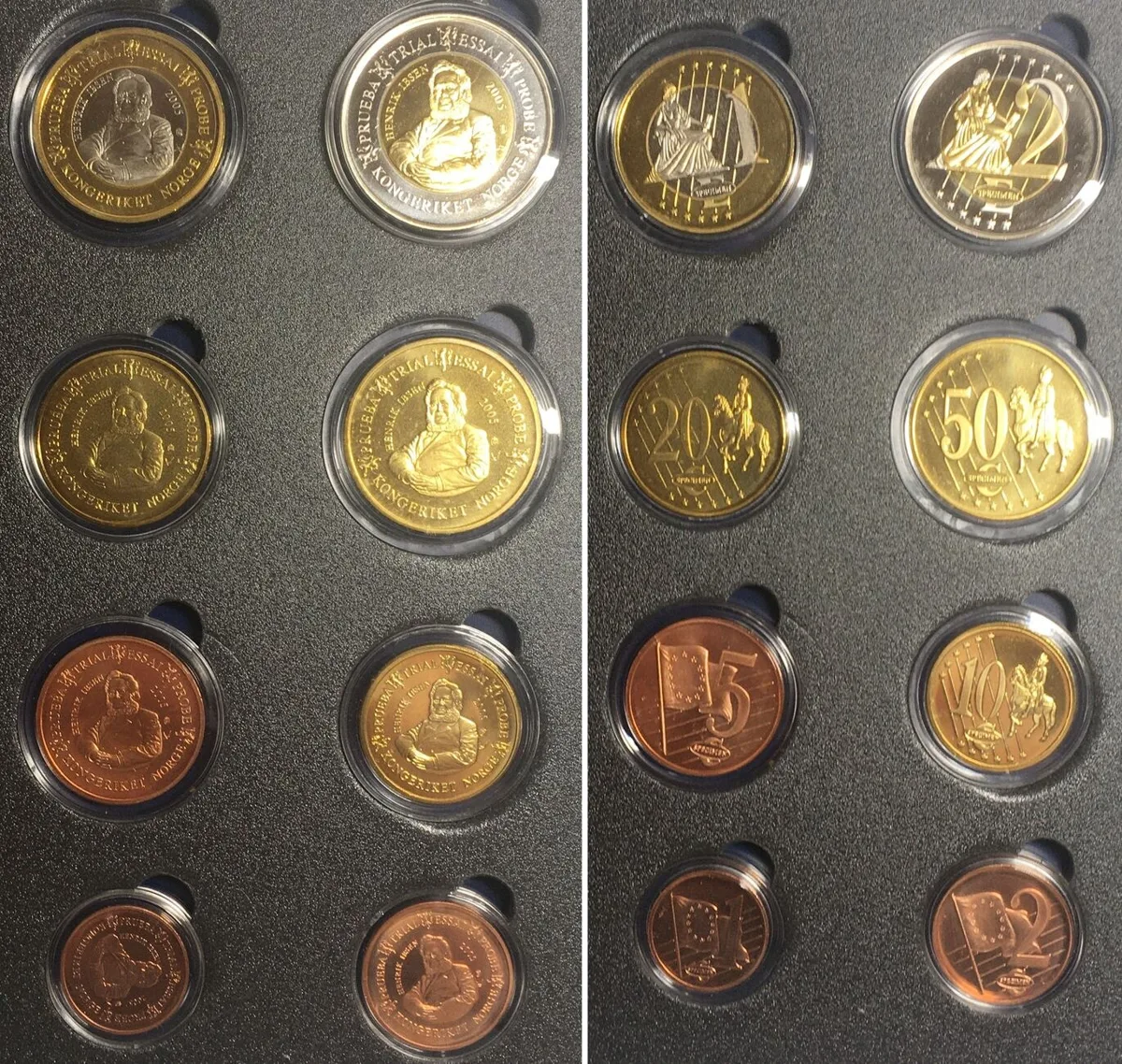 2005 NORWAY - SPECIMEN Euro Pattern Proof Set 2005 BU