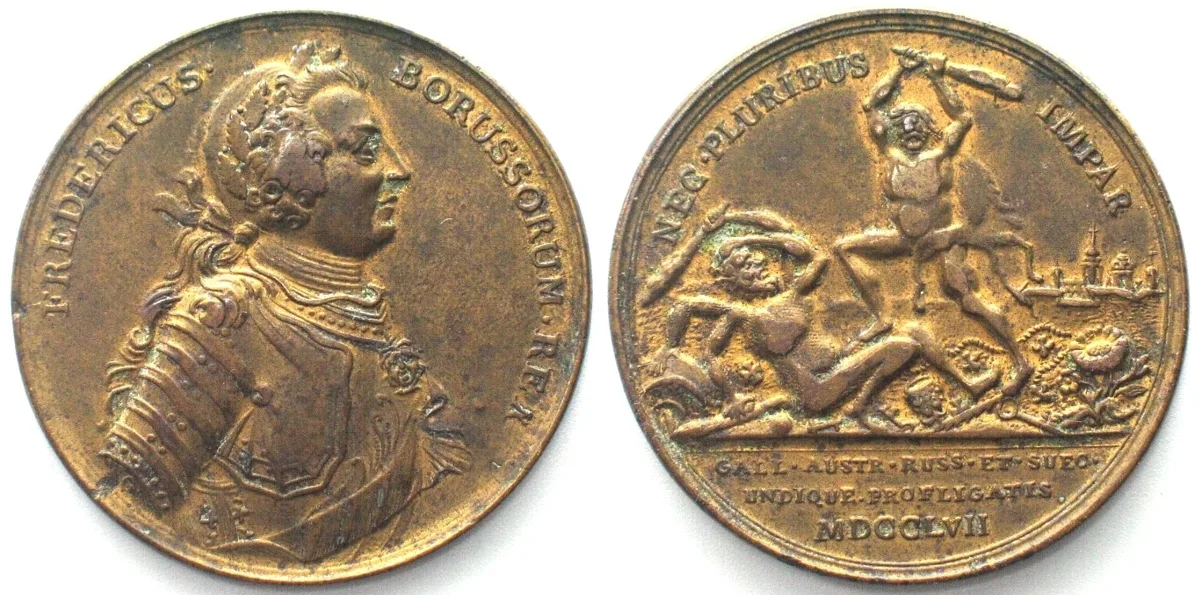 1757 PRUSSIA Medal 1757 VICTORIES of FRIEDRICH II THE GREAT by N. Georgi 42mm EF