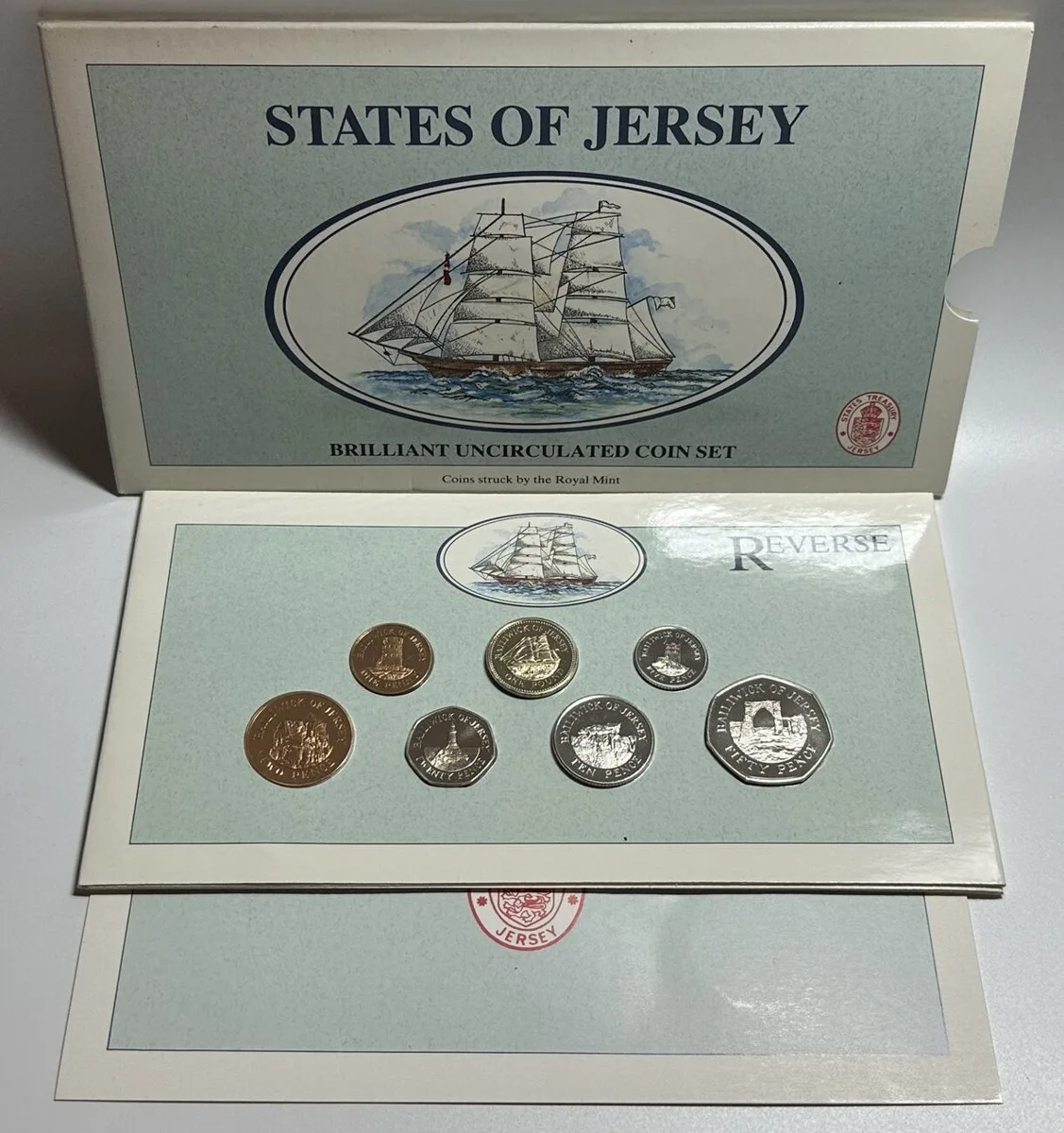 1992 JERSEY 1992 BU MINT SET, with 1 Pound, Ship HEBE BU