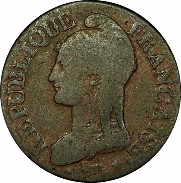 France, L'AN 8/6, BB, 5 Centimes, VF