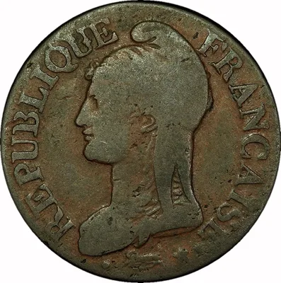 France, L'AN 8/6, BB, 5 Centimes, VF