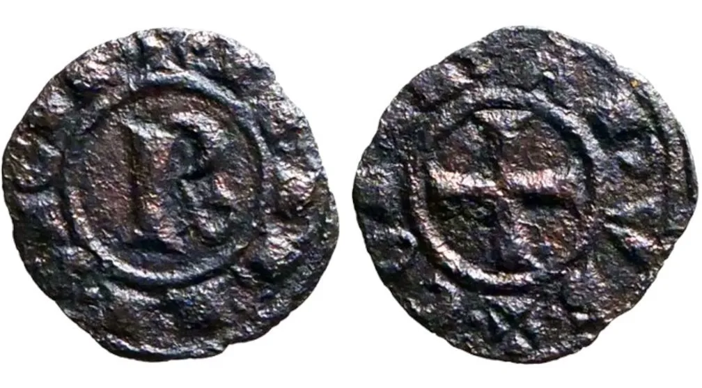 Corrado I King of Sicily 1250-1254 AD, AE14.4mm .62gm Denaro
