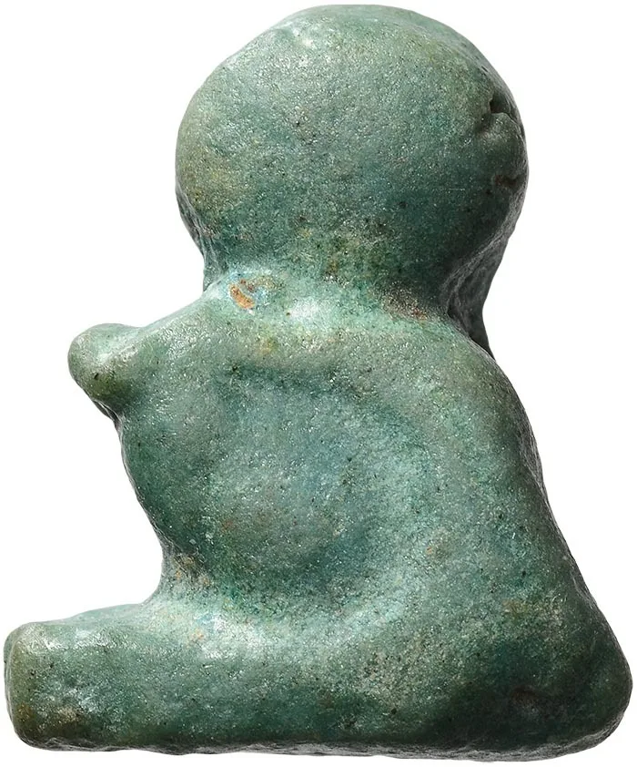 Egyptian Green Faience Falcon-Head Amulet of Horus