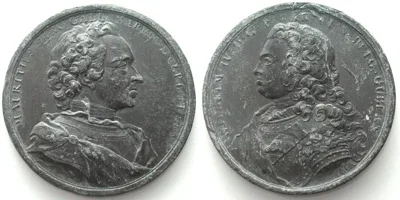 1747 RRR! 1747 Mule Pattern by J. Dassier, MAURICE OF SAXONY / WILLIAM IV OF ORANGE EF
