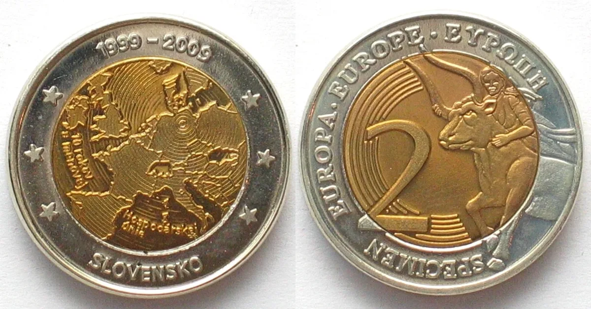 2009 SLOVENIA - SPECIMEN 2 Euro 2009 CURRENCY UNION Prooflike