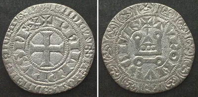 1285-1290 FRANCE. Gros tournois 1285-1290, PHILIP IV THE FAIR silver VF-XF