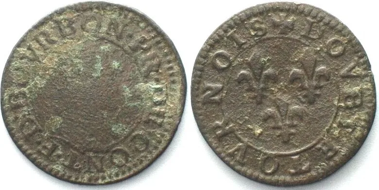 1603-1605 CHATEAU-RENAUD Double Tournois 1603-05 FRANCOIS de BOURBON-CONTI copper EF/VF