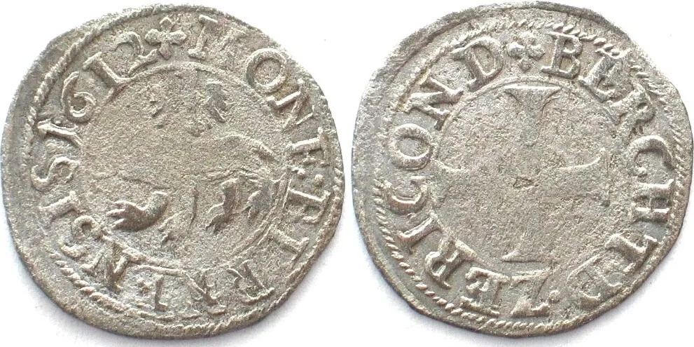 1612 Swiss Cantons BERN Kreuzer 1612 billon SCARCE DATE! AU!
