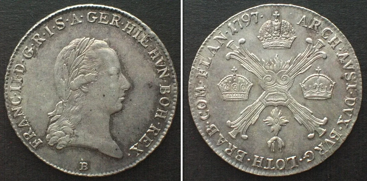 1797 AUSTRIAN NETHERLANDS 1/4 Kronenthaler 1797 B Kremnitz FRANZ II silver UNC!!! UNC-