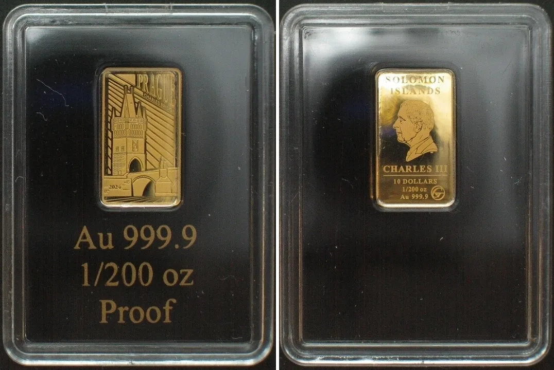 2024 SOLOMON ISLANDS. 10 Dollars 2024 Charles Bridge PRAGUE gold 1/200 oz Proof