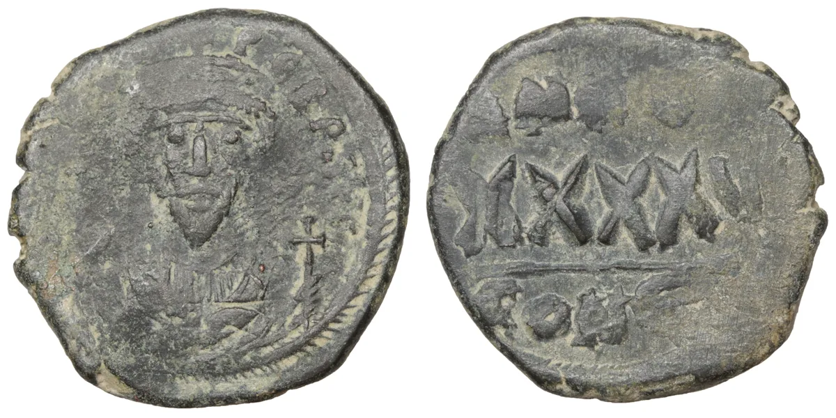 b18 PHOCAS. 602-610 AD. Æ Follis.