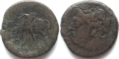 -220/-200 SICILY. Messana, Mamertini, AE Pentonkion, 220-200 BC, Head of Ares / Horseman aVF/F