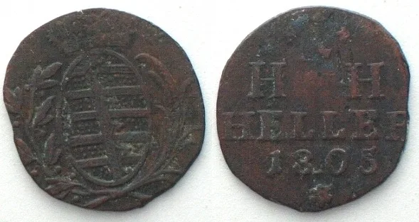 1805 German SAXE-HILDBURGHAUSEN 1 Heller 1805, FRIEDRICH I, copper VF