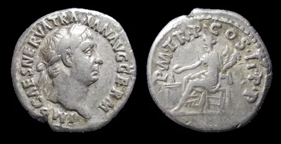 Roman Empire, Trajan 98-117, (Struck 100 AD) AR 18.5mm 3.23gm Denarius, Rome, Nicely centered, Fine