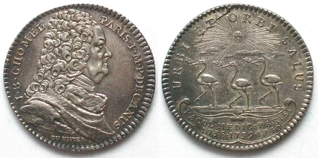 1740 FRANCE Jeton 1740 Medical School - Dean J. B. CHOMEL silver 28mm AU RARE! AU