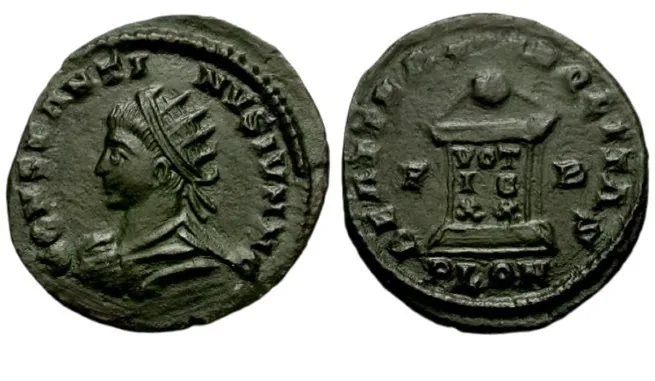 Constantine II, as Caesar AD 316-337 Æ 20.19mm 2.97gm Follis / Altar, London VF