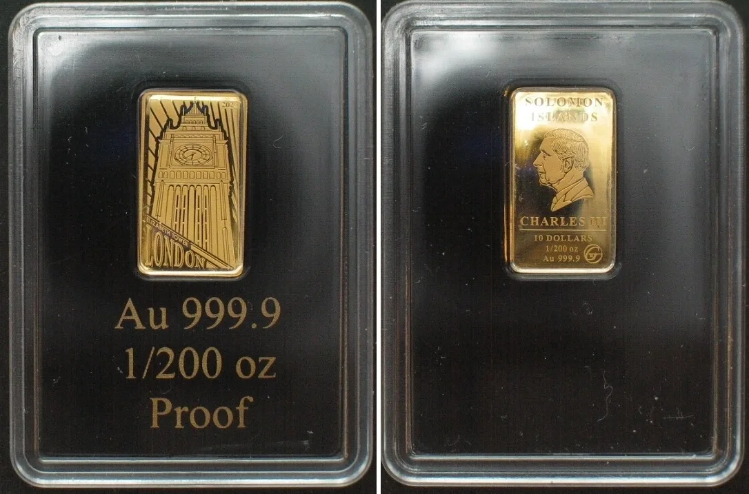2024 SOLOMON ISLANDS. 10 Dollars 2024 Elizabeth Tower LONDON gold 1/200 oz Proof