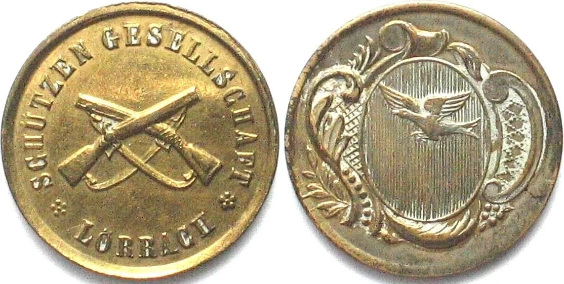 1860 SHOOTING CLUB LÖRRACH Token ND (about 1860) brass 21mm AU