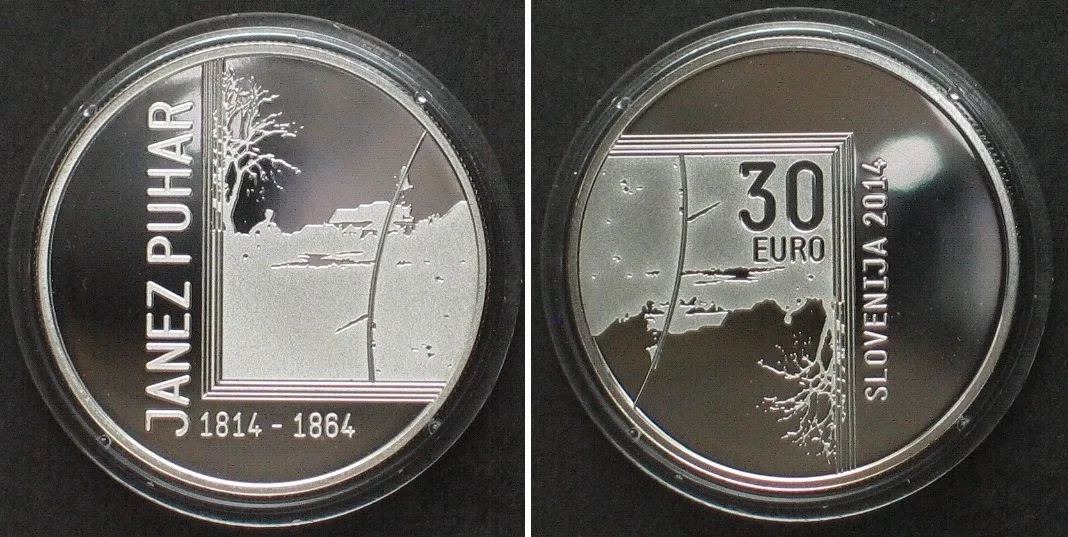 2014 SLOVENIA 30 Euro 2014, JANEZ PUHAR, silver Proof