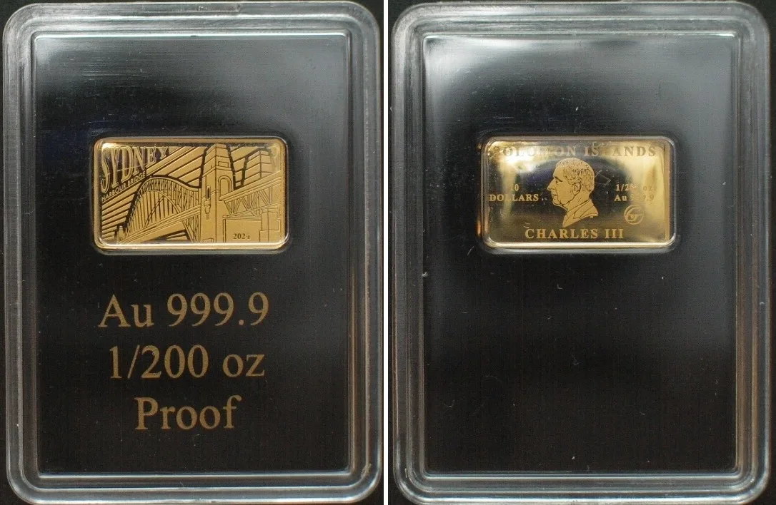 2024 SOLOMON ISLANDS. 10 Dollars 2024 Harbour Bridge SYDNEY gold 1/200 oz Proof