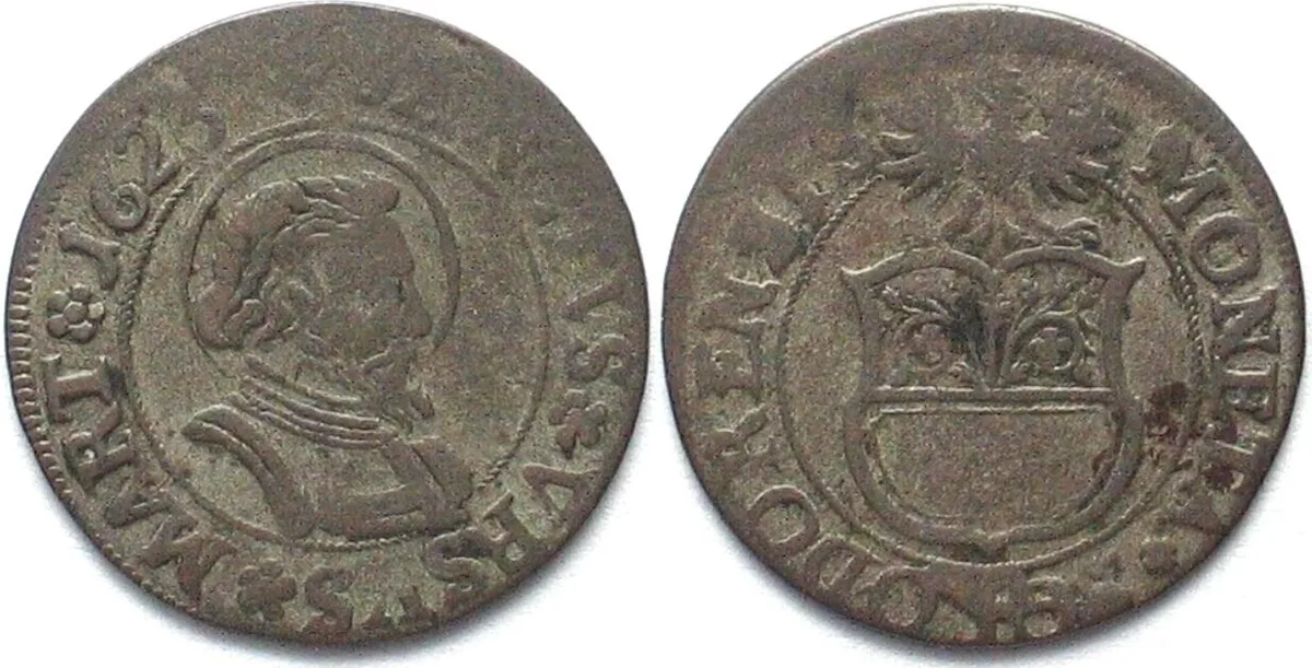 1623 Swiss Cantons SOLOTHURN. 1/2 Batzen 1623 billon VF SCARCE! VF
