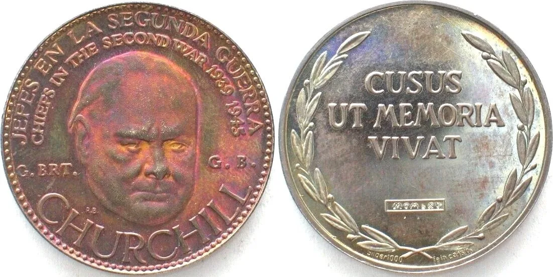 1957 Venezuela CHIEFS OF THE SECOND WAR - CHURCHILL 60 Bolivares 1957 silver pattern Proof