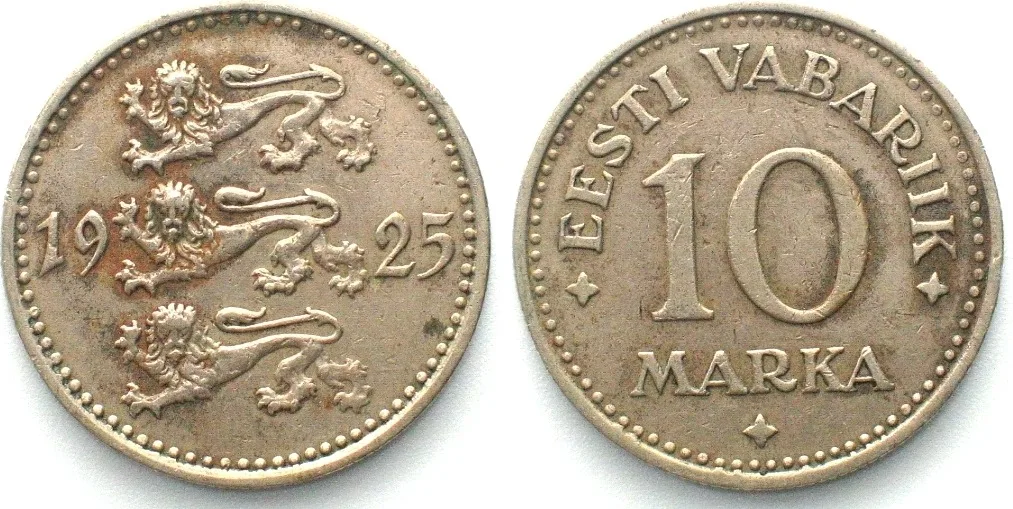 1925 ESTONIA 10 Marka 1925 Nickel-Bronze XF EF